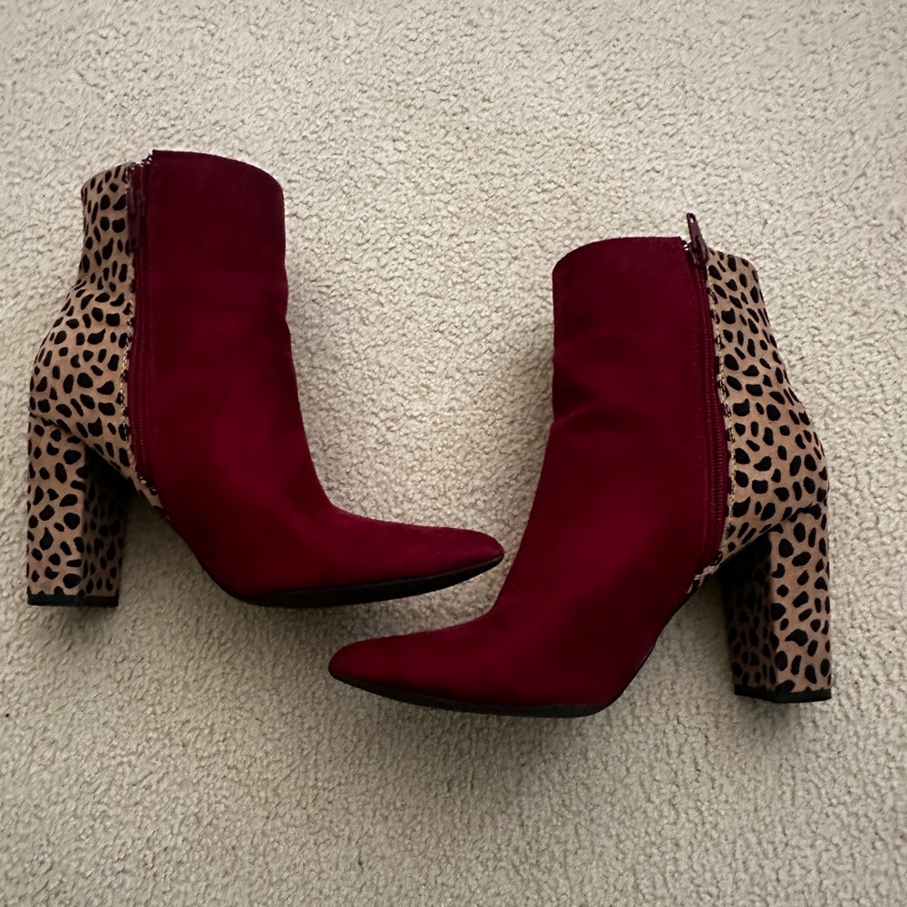 Maroon animal print boots